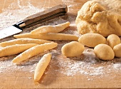 Close-up of Swabian dough for preparing noodles