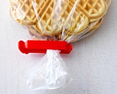 Close up of waffles in freezer bag