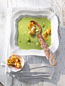 Avocado soup with oyster mushroom tempura