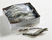 Frozen shrimps in cardboard box