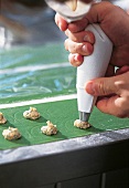Ravioli und Lasagne, Step 2: Füllung auf grünen Teig spritzen