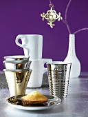 Various platinum, ceramic and gold plated cups