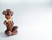 Close-up of chocolate clown on white background