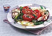 Orientküche, Grillgemüse mit Baharat, Auberginen, Tomate, Paprika