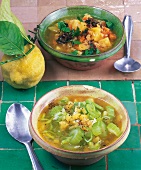 Orientküche, Rote-Linsen-Suppe , Grüne Suppe mit Sellerie