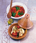 Orientküche, Linsen-Tajine, Fenchel-Tomaten-Tajine mit Safran