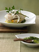 Haddock fillet with vegetable, pearl barley risotto and parsley