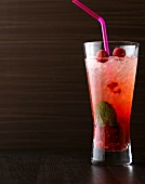 Raspberry mojito with rum, mint and red raspberries