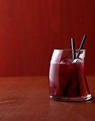 New York Sour Whiskey with red wine, ice and straws