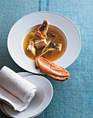 Bouillabaisse fish stew on plate