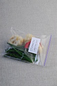 Vegetables in freezer bag