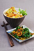 Blumenkohl-Curry mit Möhren & Cashewkerne dazu würziger Spinat
