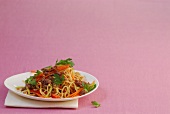 Asian noodle salad on plate