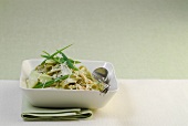 Tagliatelle with kohlrabi in bowl