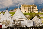 View of Trullo houses in Apulia, Italy