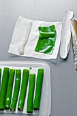 Razor clams wrapped in parsley jelly sheets