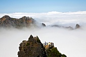 Vantage point on the mountain trail above the clouds, Madeira, Portugal
