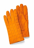 Freisteller: Wattierte Handschuhe aus Leder, orange