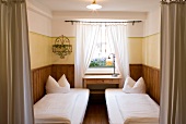 Double bed in Hotel Orphee, Regensburg, Bavaria, Germany