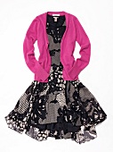 Freisteller, Schneiderpuppe, Chiffon -Kleid, Cardigan pink