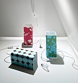 Lamps with three different patterned covers