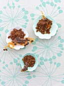 Three bowls of expresso granita, overhead view