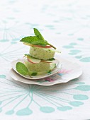 Cucumber sorbet with apple and mint