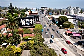 Elevated view of road and traffic at Boulevard, Los Angeles, California, USA