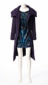 Purple jacket with sequins dress on white background