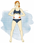 Illustration - Uebung: Armpresse Frau in Badeanzug