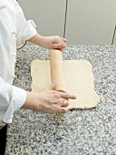 Rolling dough with rolling pin