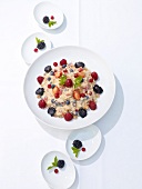 Muesli with fruits on plate