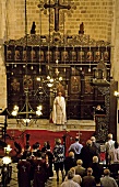 People at mass in Church of Saints Peter and Paul, Antalya, Turkey