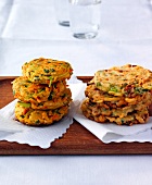 Soya patties with tofu and vegetable pflanzerl on paper