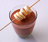 Vegan banana chocolate shake in glass