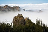 Vantage point on the mountain trail above the clouds, Madeira, Portugal