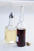 White wine vinegar and red wine vinegar in bottle