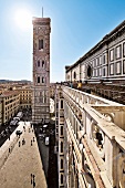 Elevated view of tourists at Santa Maria del Fiore in Florence, Italy