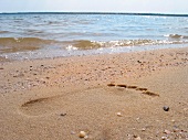 Fußspuren im Sand, Strand Ostsee Stralsund