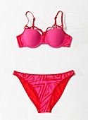 Pink-rot gemusterter Bikini 