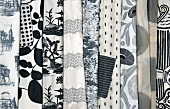 Fabrics with various pattern in black and white