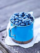 Fresh blueberries in a pitcher