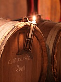 2008 vintage wine barrel with candle holder, Chateauneuf of pope