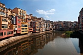 Houses by the river Onyar in Girona, Costa Brava, Spain