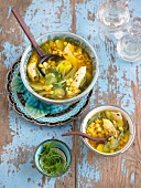 Fennel and lentil soup with chicken