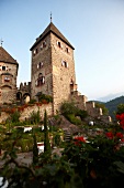 View of fortress castle tower at Prissian, Italy