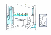 Illustration of mini-bathroom
