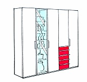 Schrankwand: Schrank mit Minigalerie und Schubladenschrank, Illustration