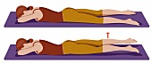 Woman lying on exercise mat and exercising, illustration