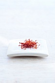 Pile of saffron threads on plate